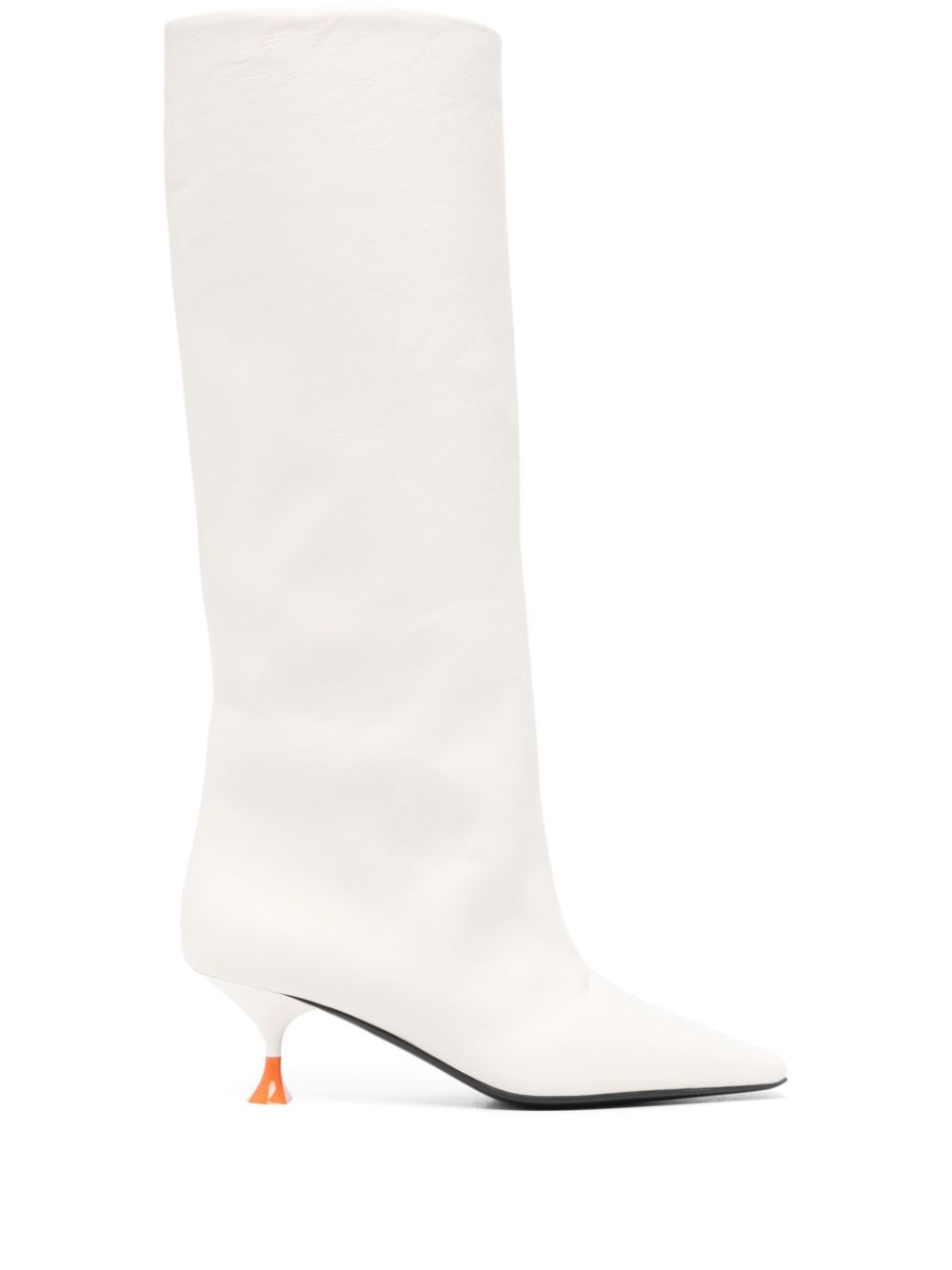 Leather sculped heel boots - Neutrals