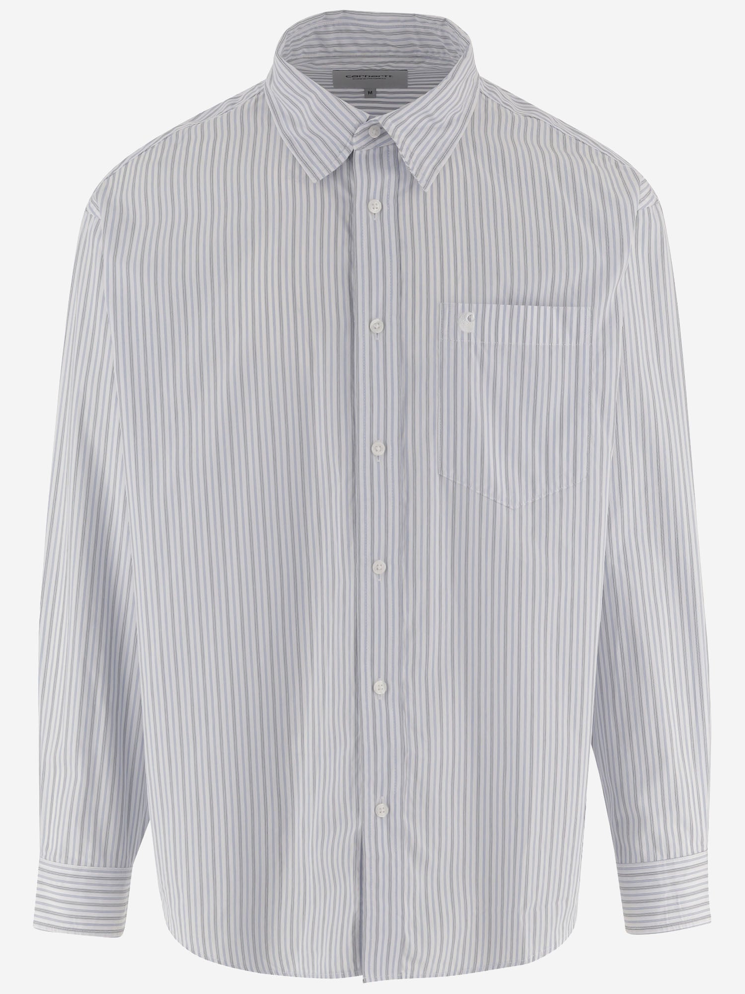 Striped Cotton Poplin Shirt — White