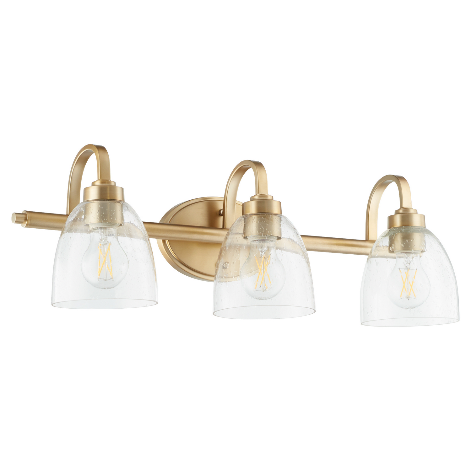 Aged Brass Three Light Vanity from the Reyes Collection