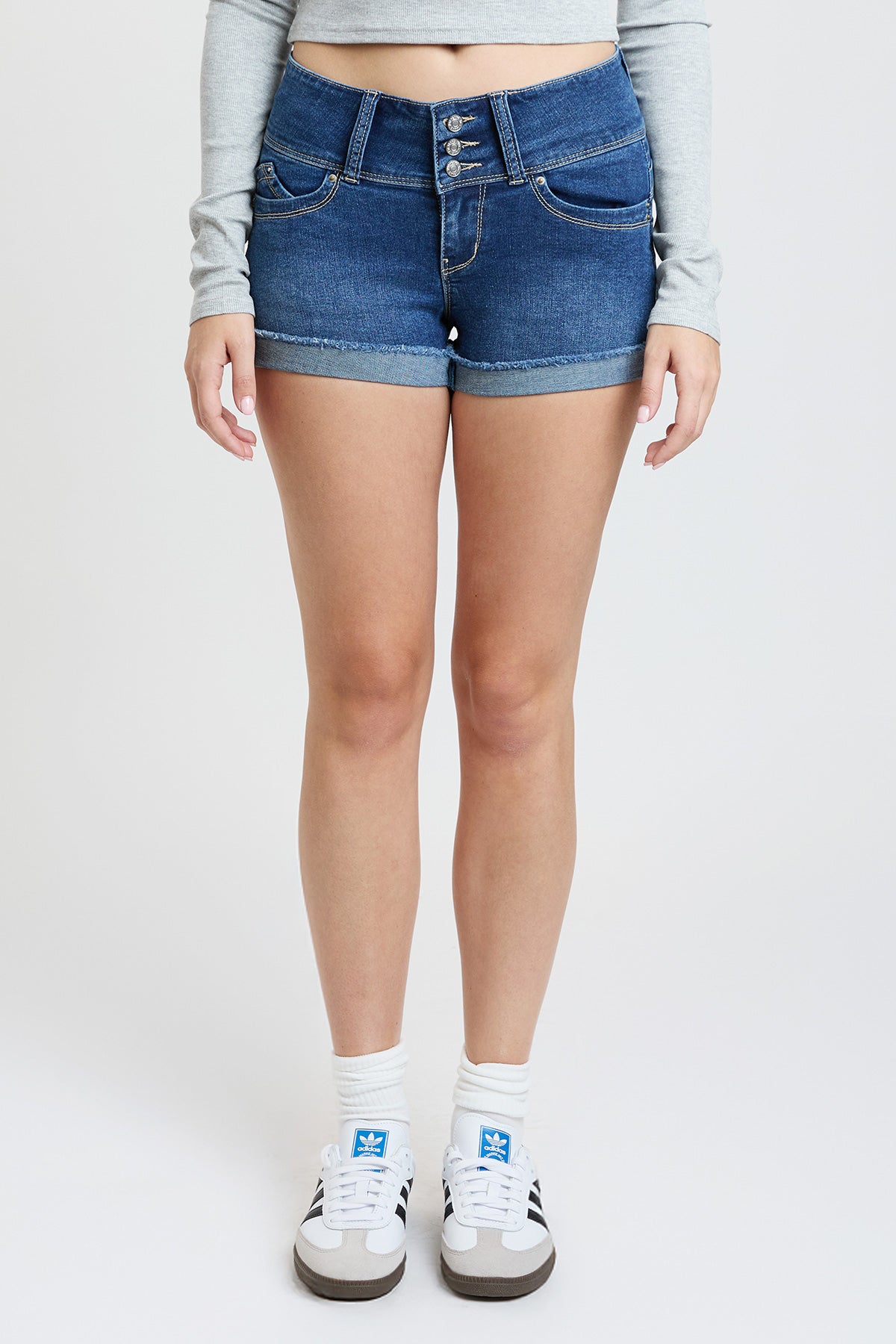 Women's WannaBettaButt 3 Button Cuffed Denim Shorts