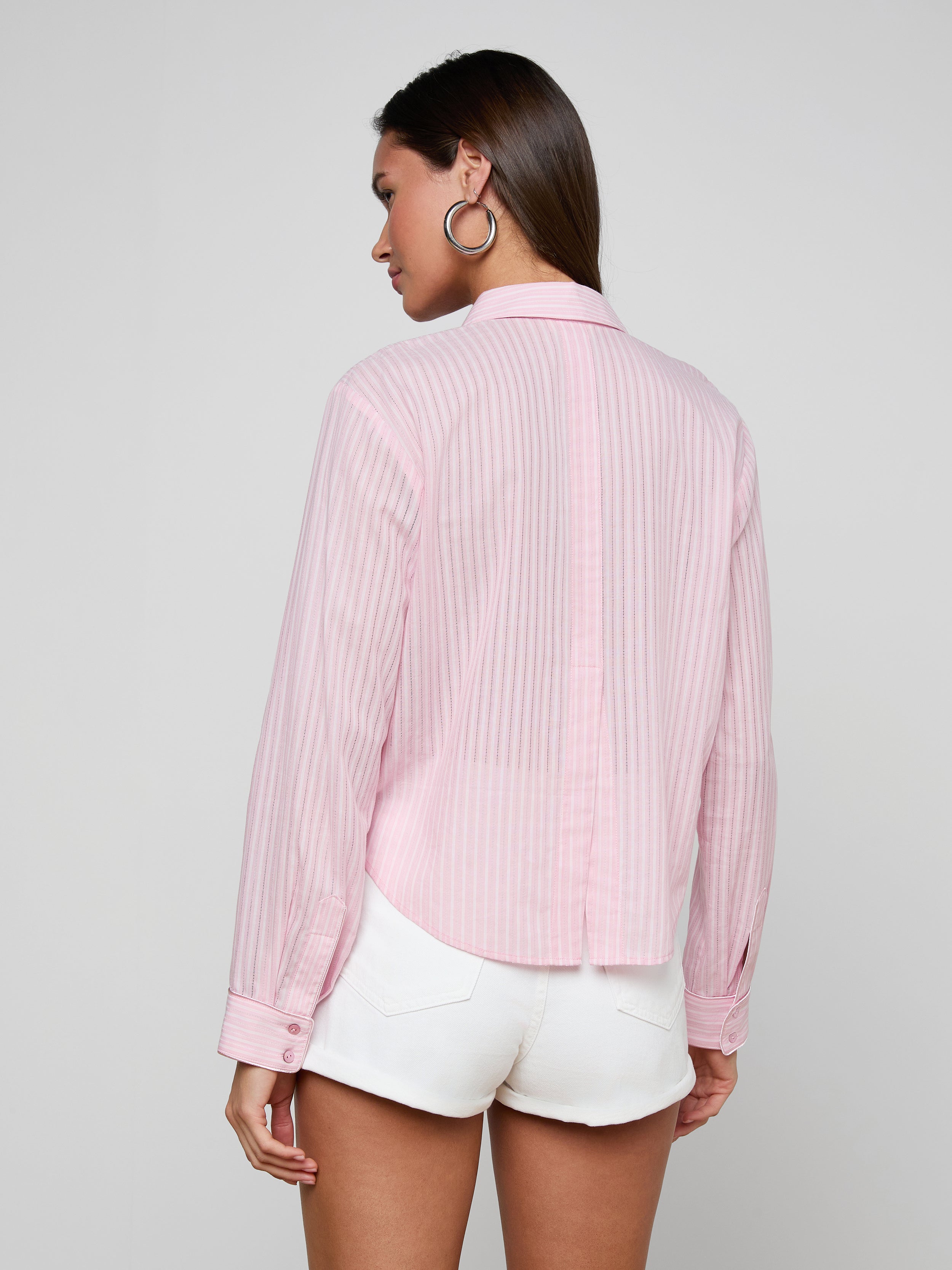 Cosette Shirt In Cameo Pink/ivory Stripe