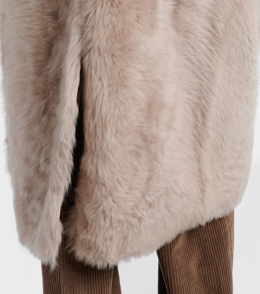 Double-breasted shearling coat