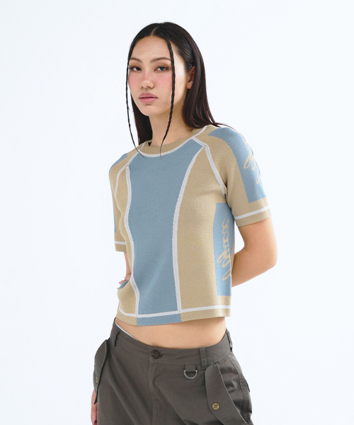 SPORT STRETCH KNIT TOP SKY BLUE