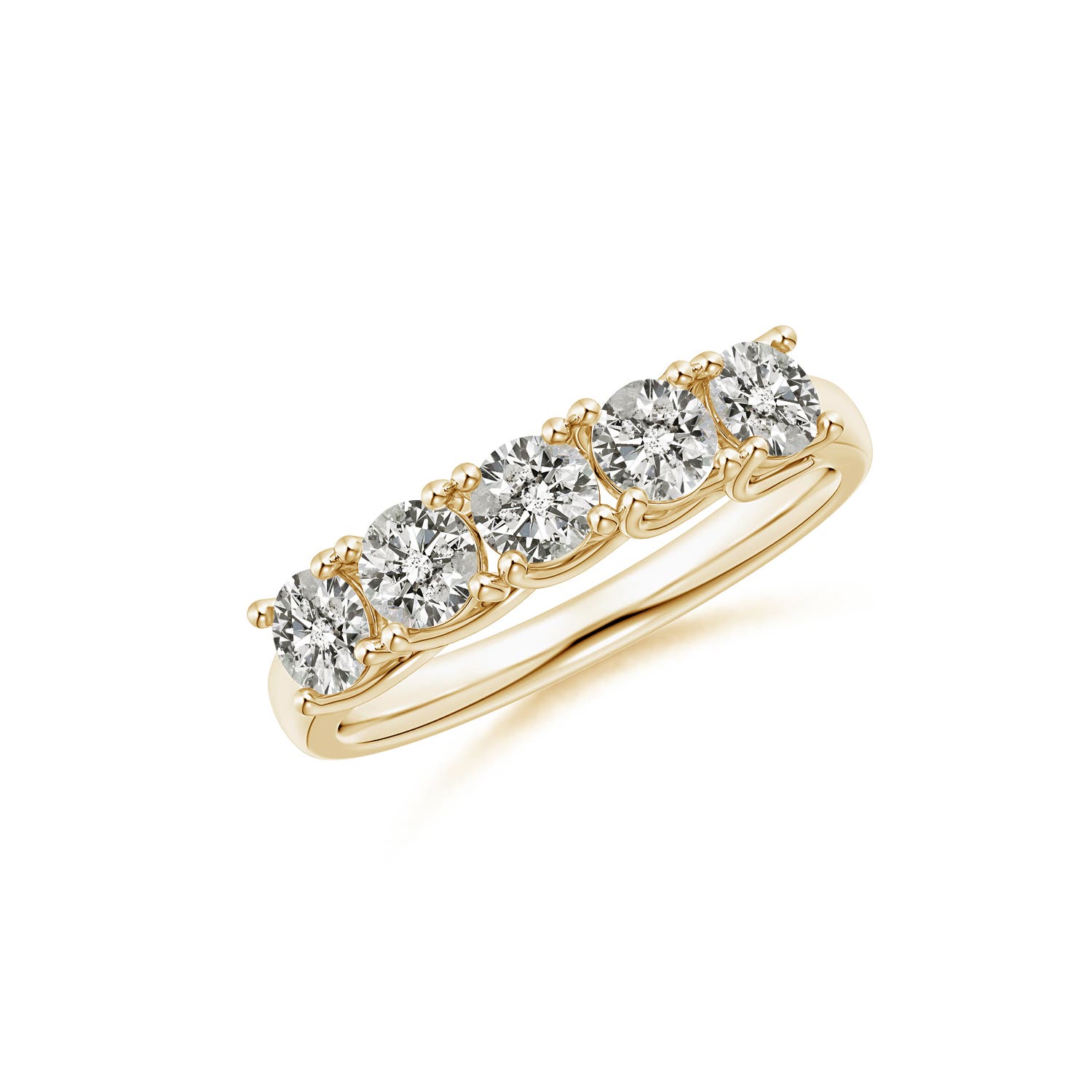 Angara 1.0 Carat Half Eternity Five Stone Diamond Wedding Band in 18K Yellow Gold