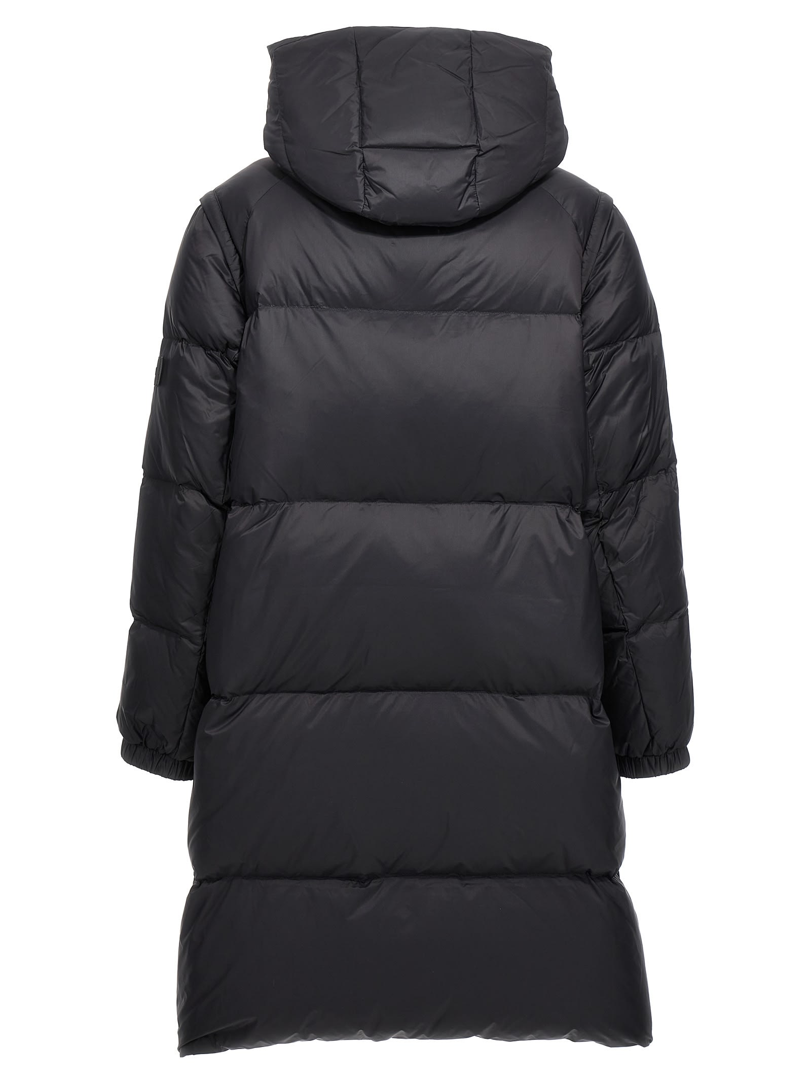 Lambswool collar down coat - Black