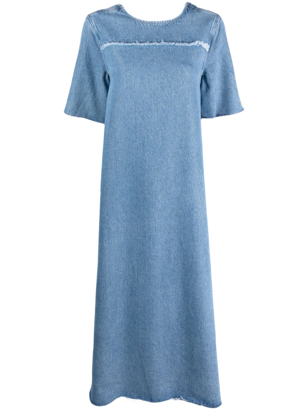 Scoop-back denim midi dress - Blue