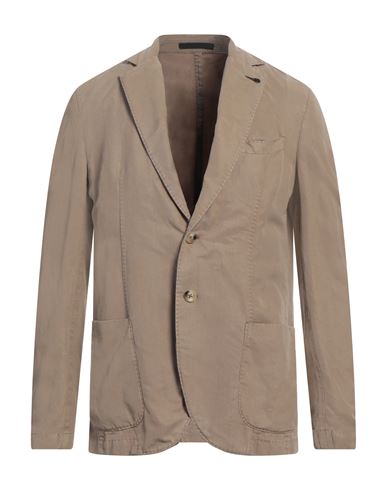 Man Blazer Khaki Size 44 Lyocell, Linen, Cotton
