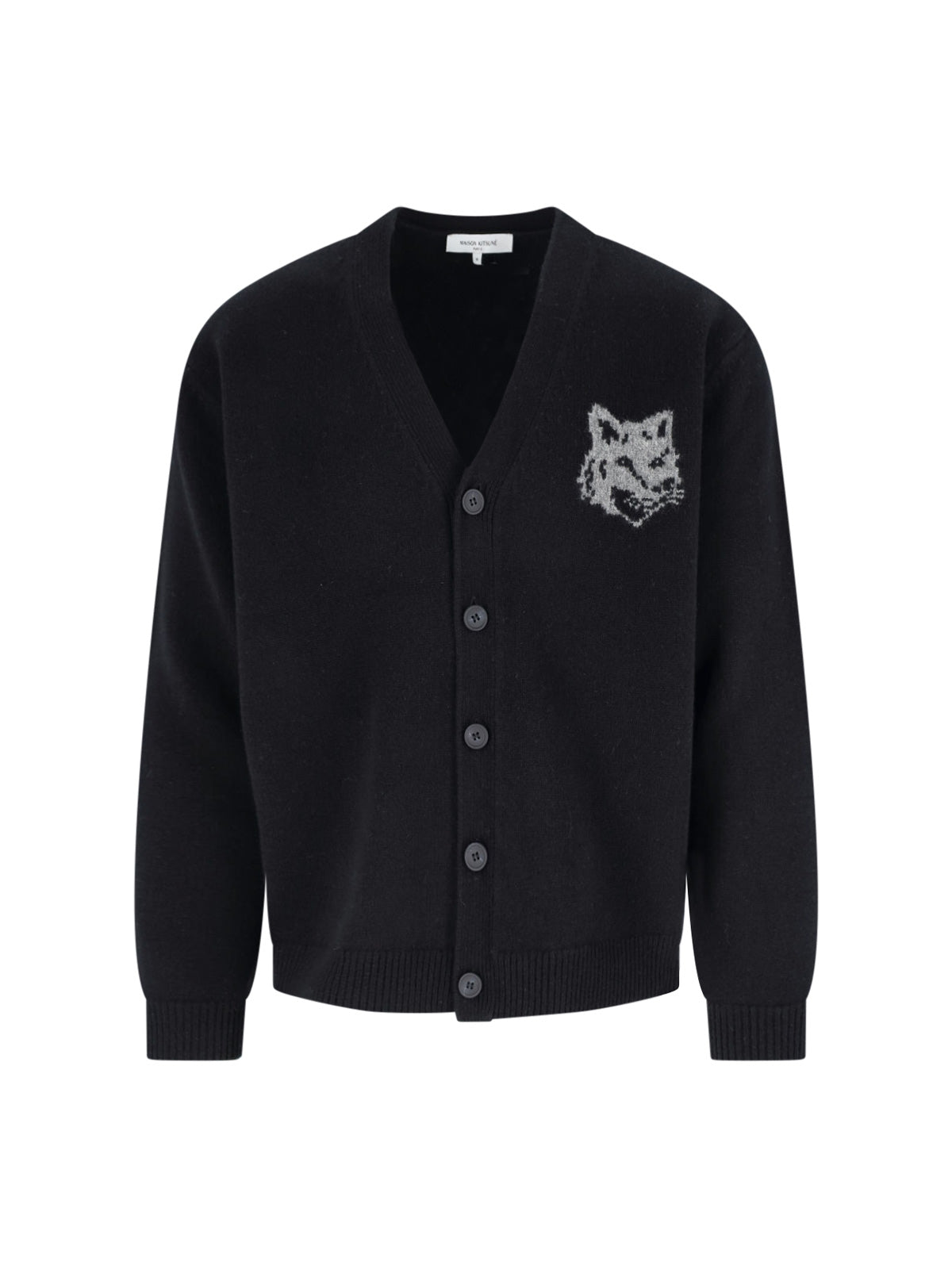 Maison Kitsuné Men's Fox Head Intarsia Merino Cardigan