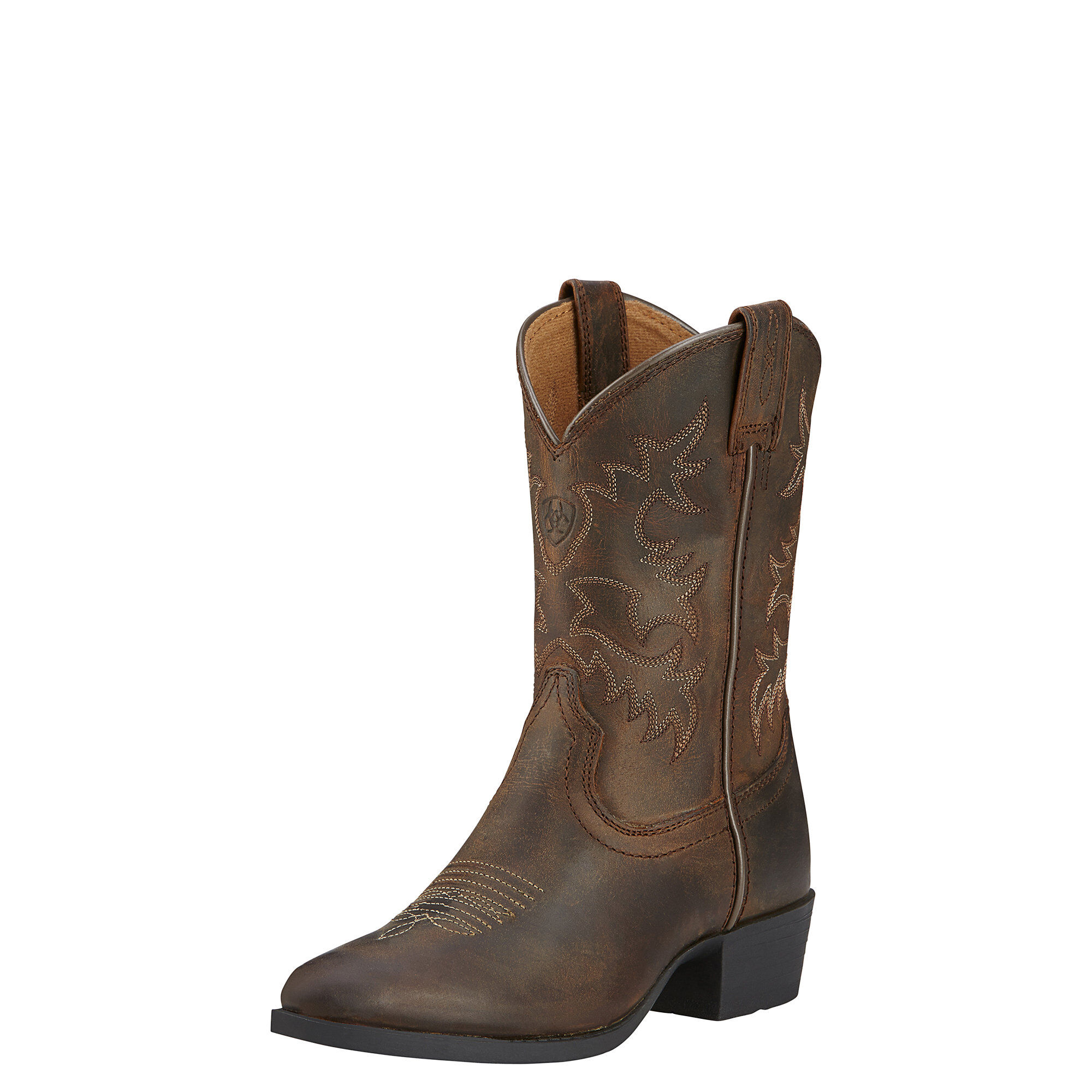 Kid's Heritage Western Boots in Distressed Brown Leather, B Medium Width, Size 8, by Ariat