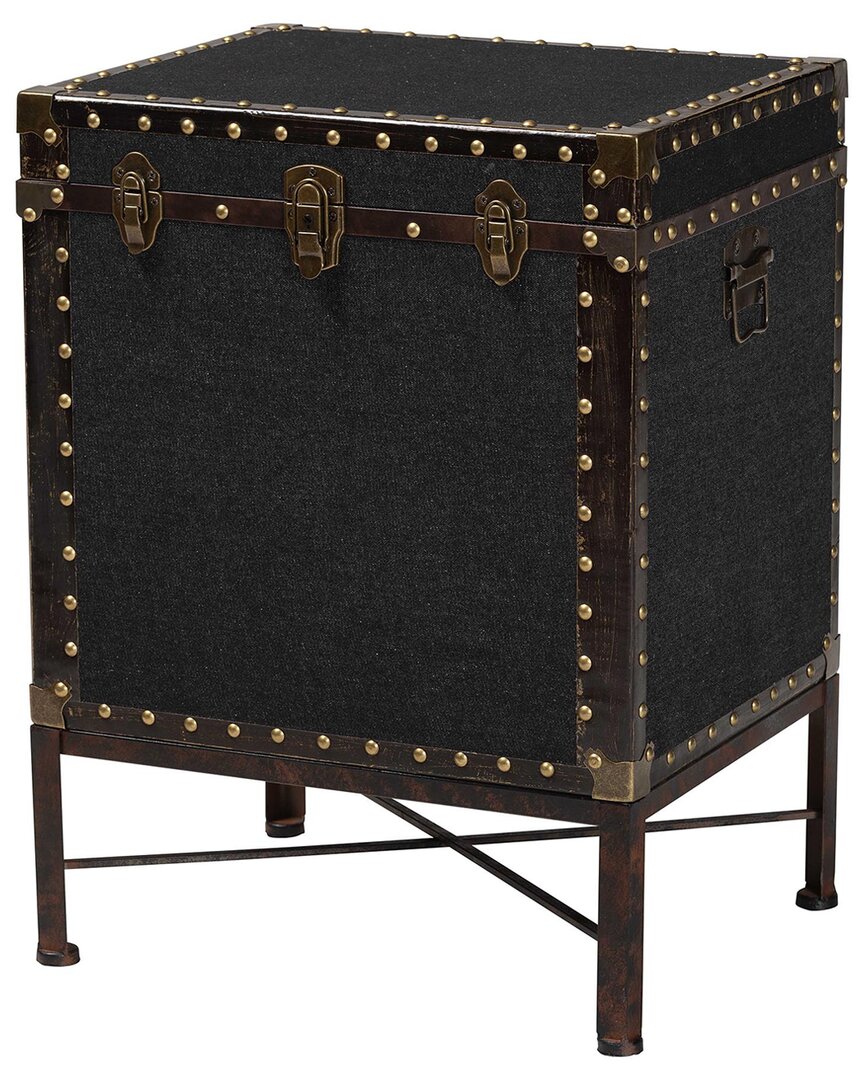 Laura Vintage Canvas Lift-Top Trunk End Table