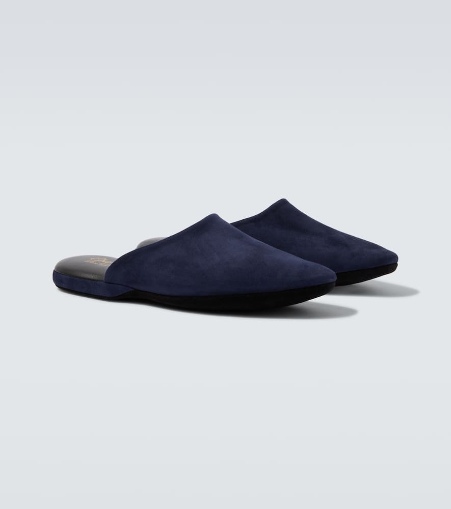 Leather-lined suede slippers