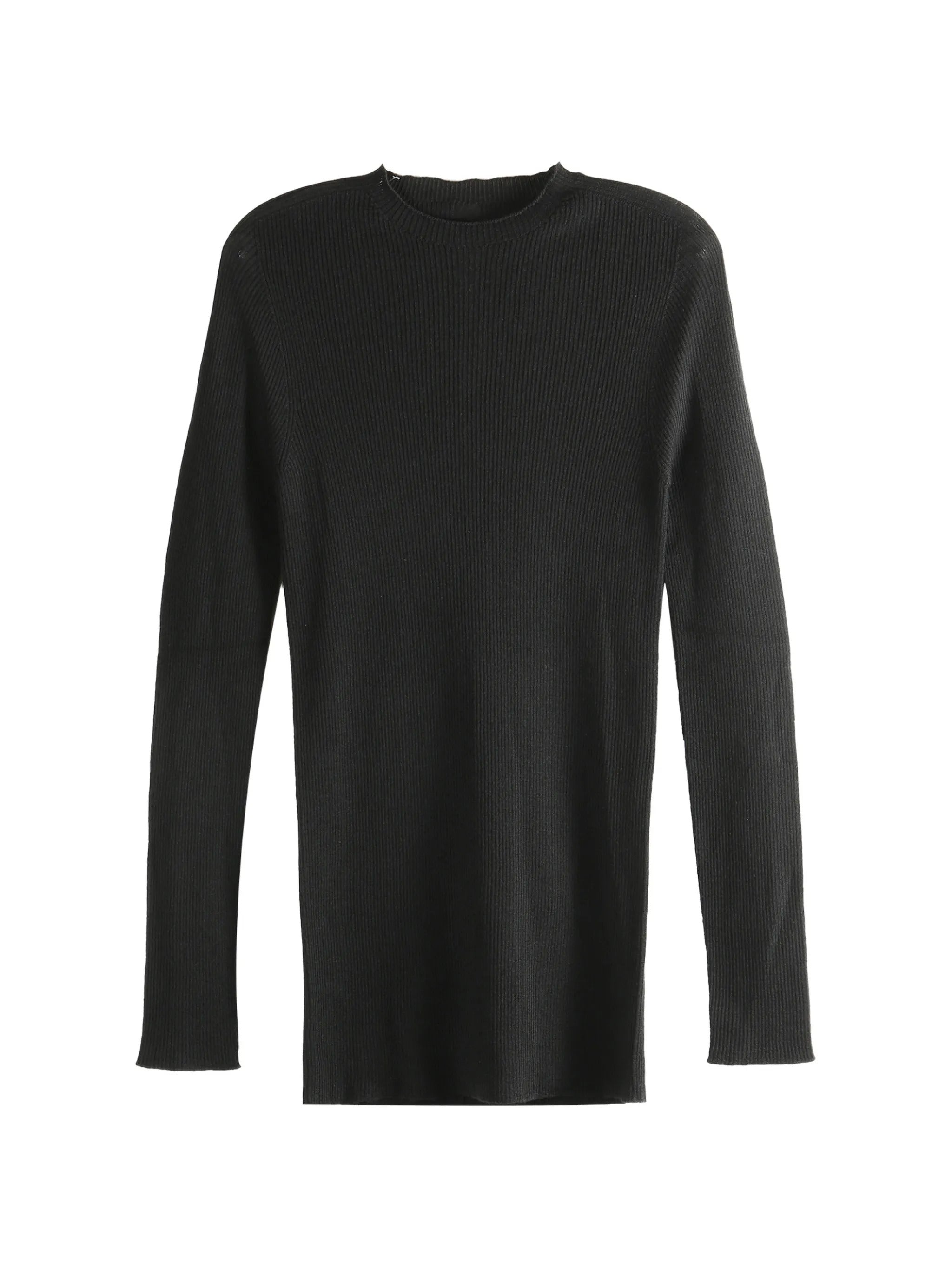Round Neck Ribbed Knit Sweater - Size M