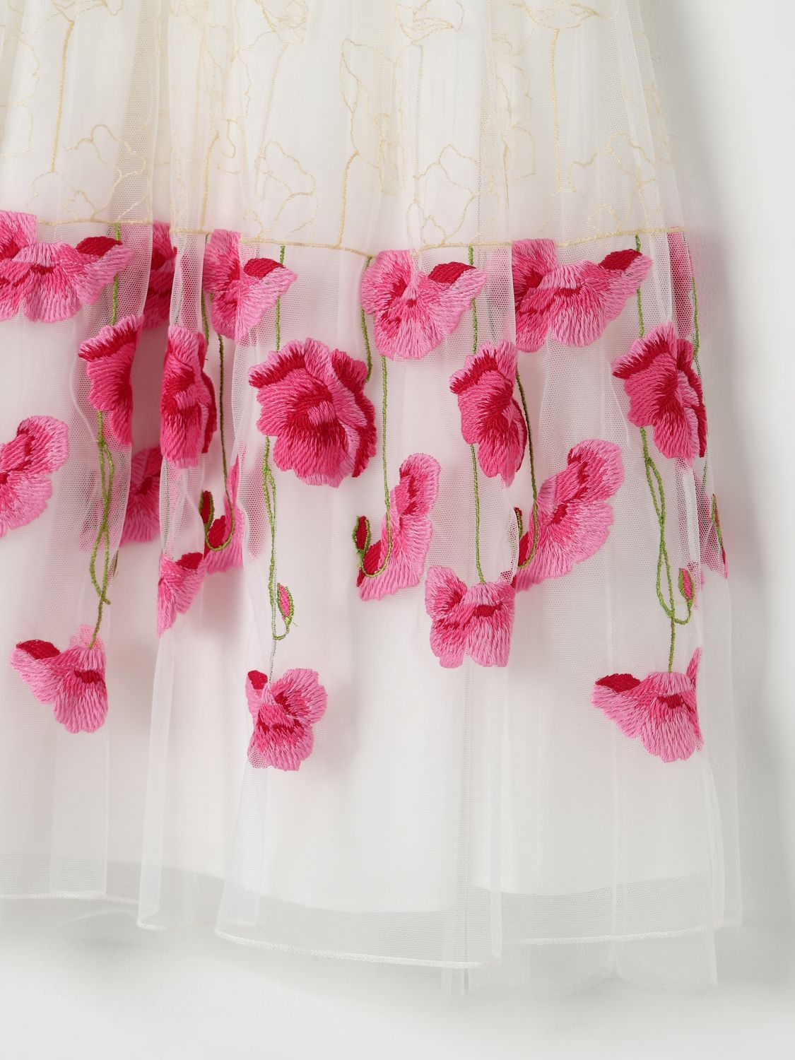 Floral-embroidered dress - White