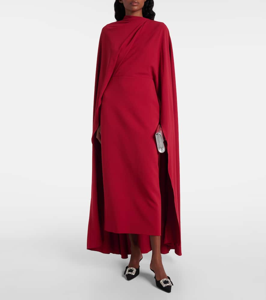 Neolitsea caped crêpe cocktail dress