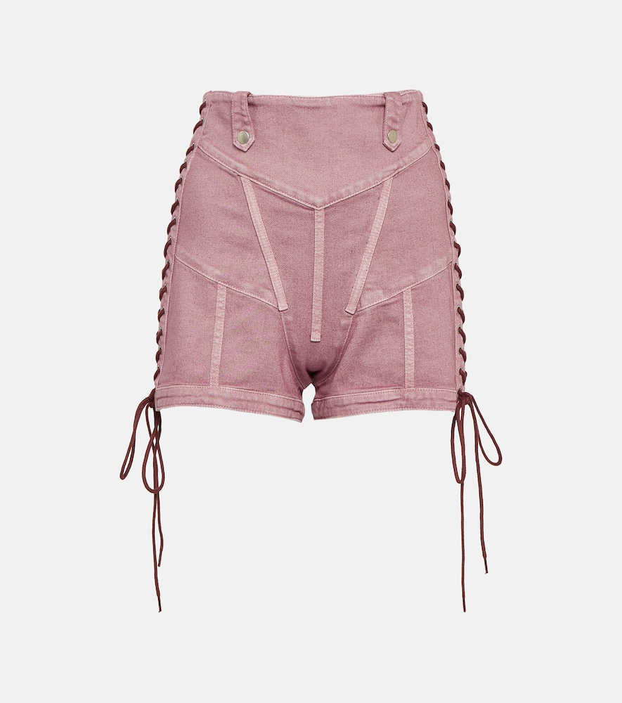 X KNWLS high-rise denim corset shorts