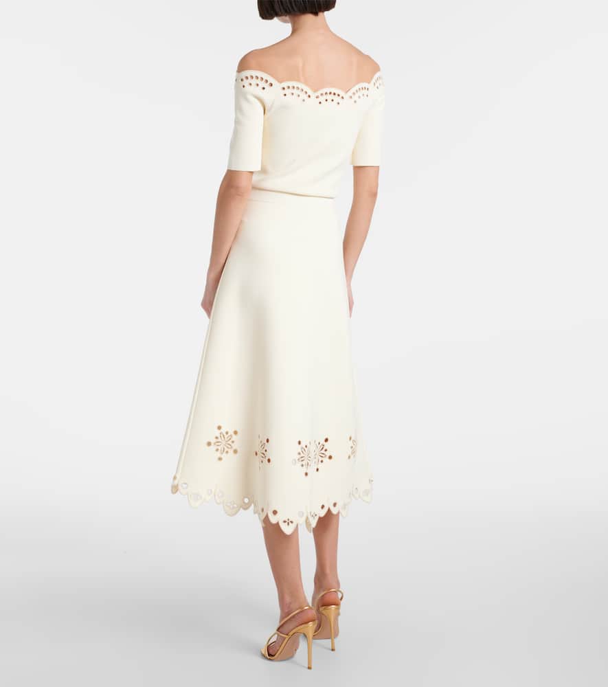 Melly scalloped crepe midi skirt