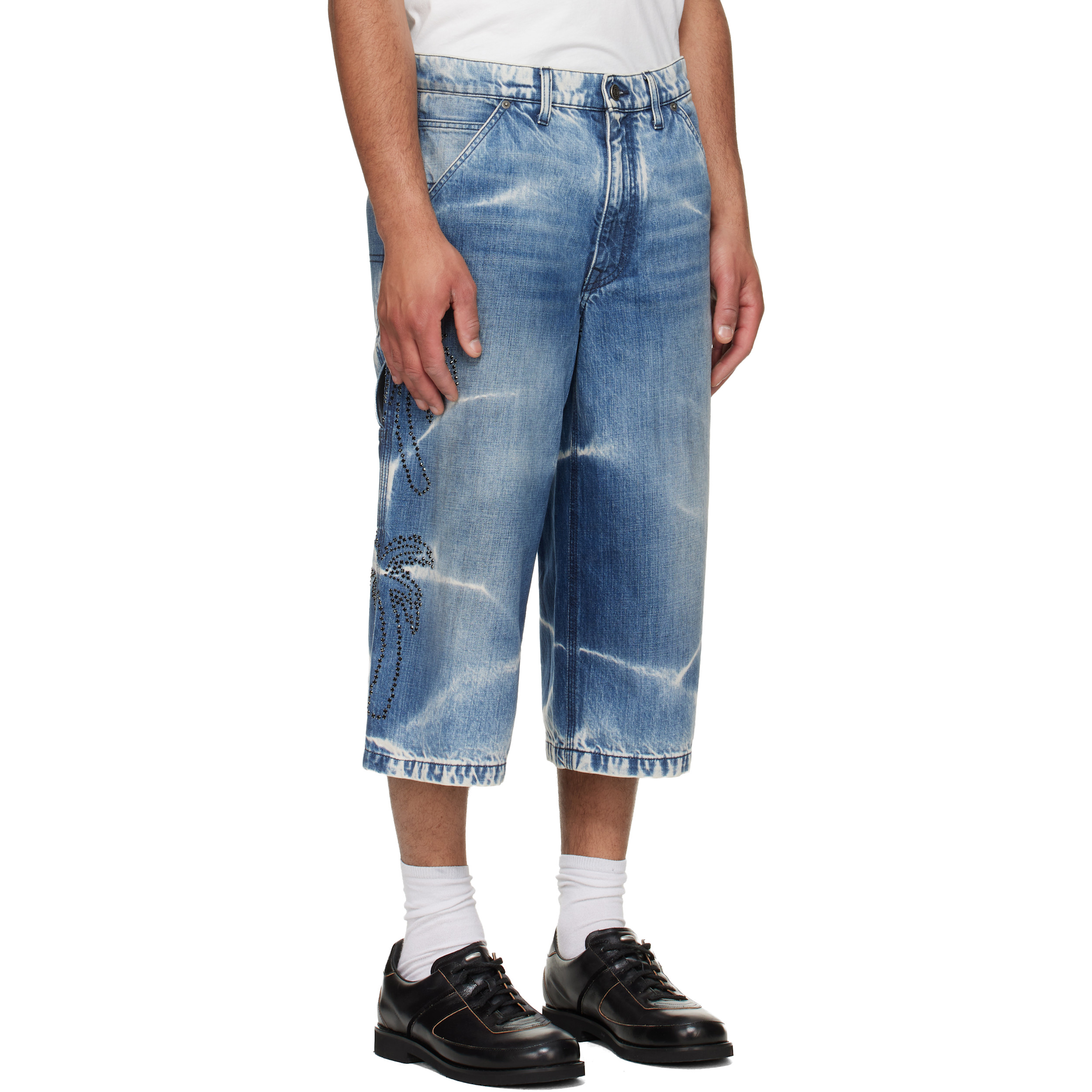 Blue Grayson Cripsy Denim Palm Devils Painter Shorts