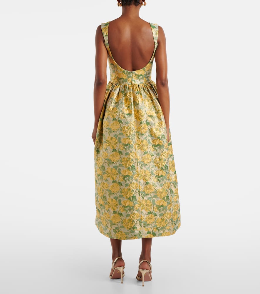 Floral lamé jacquard gown
