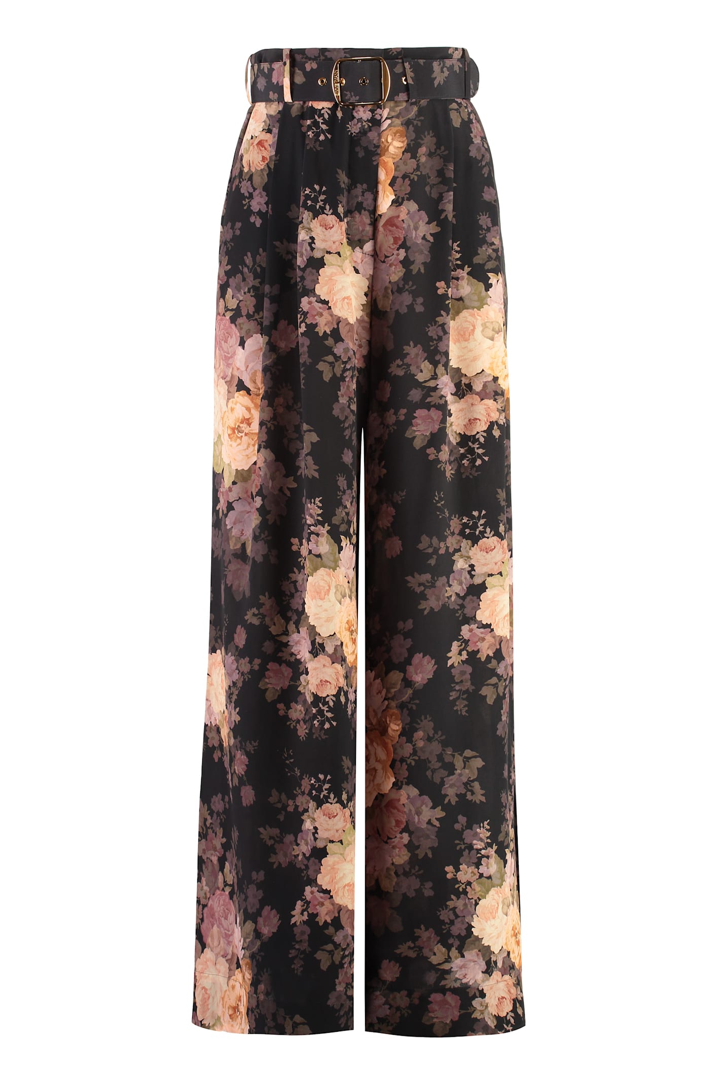 Floral Print Belted Trousers