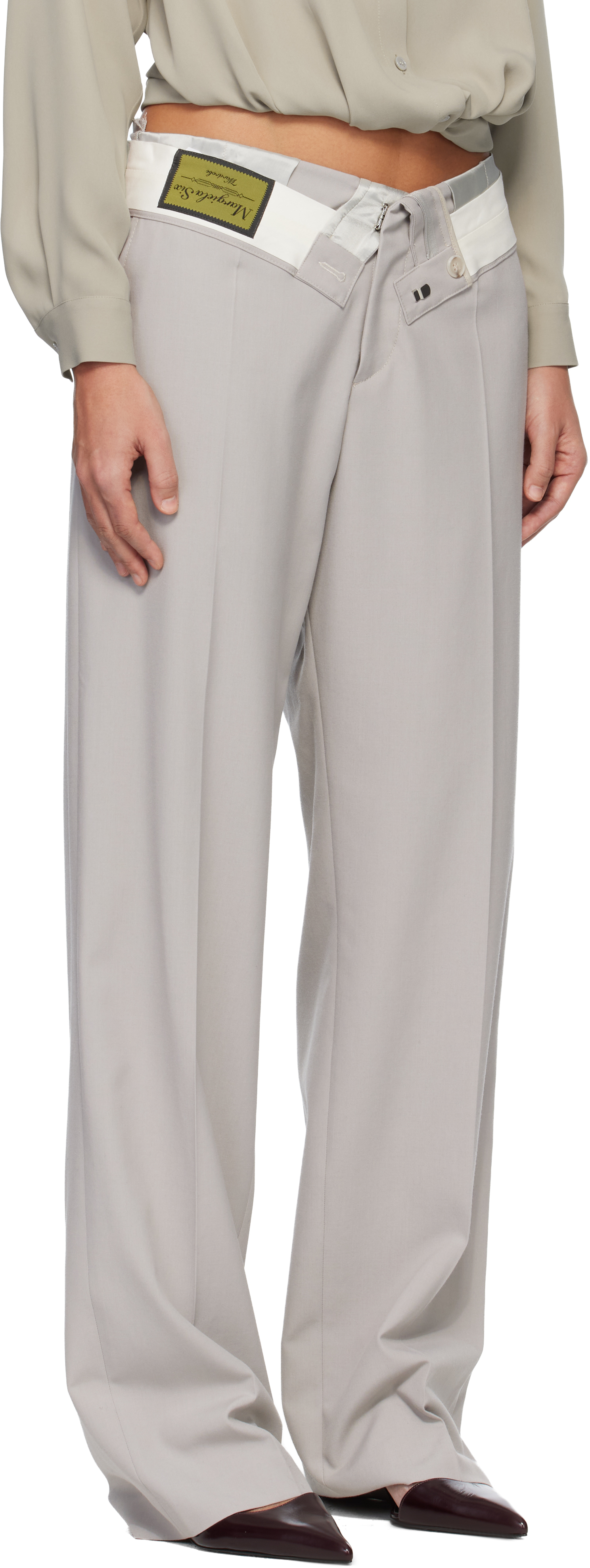 Gray Reverse Waistband Trousers