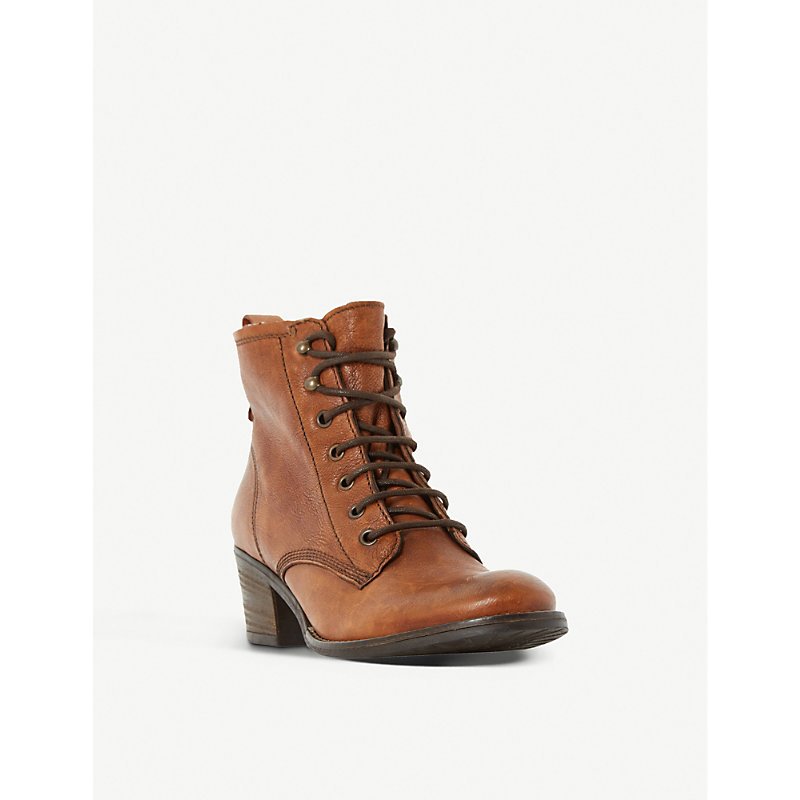 Womens Tan-Leather Patsie Heeled Leather Ankle Boots