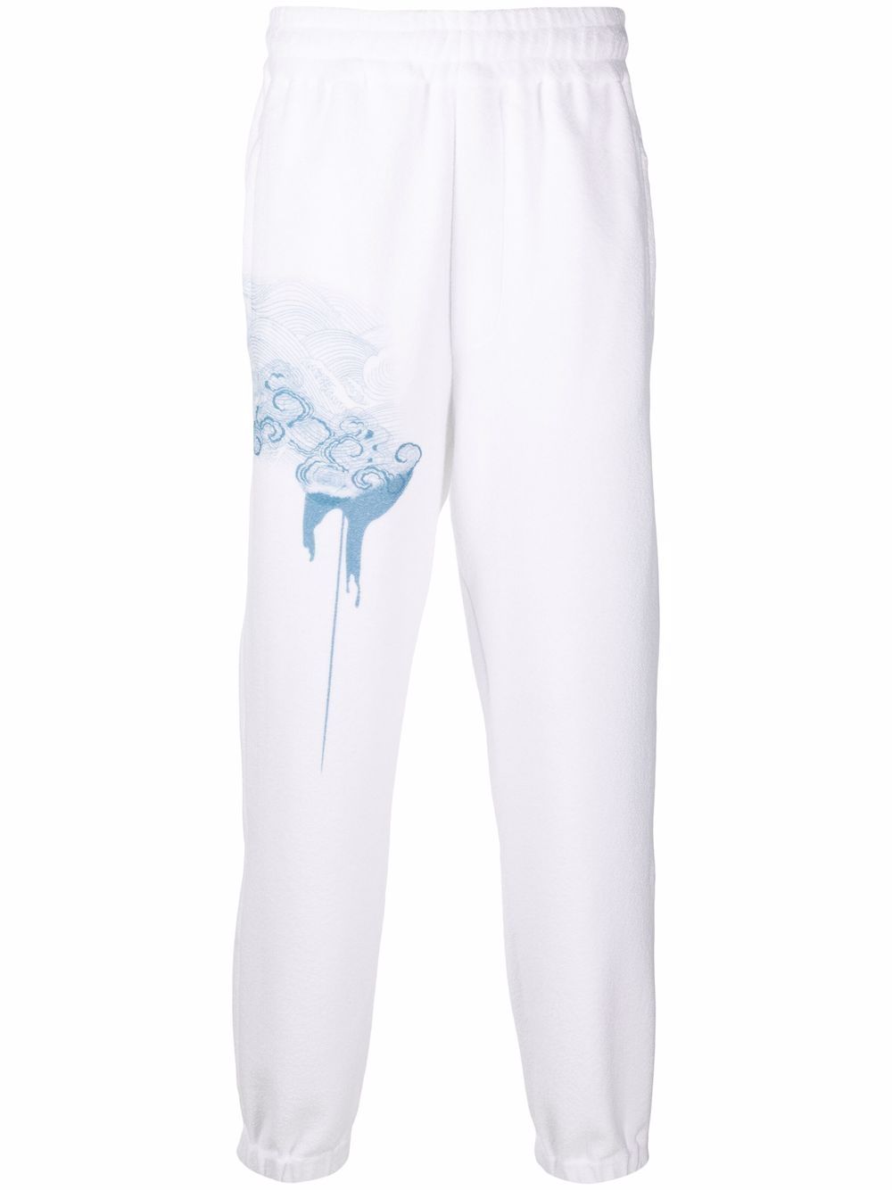 Abstract-print cotton track trousers - White
