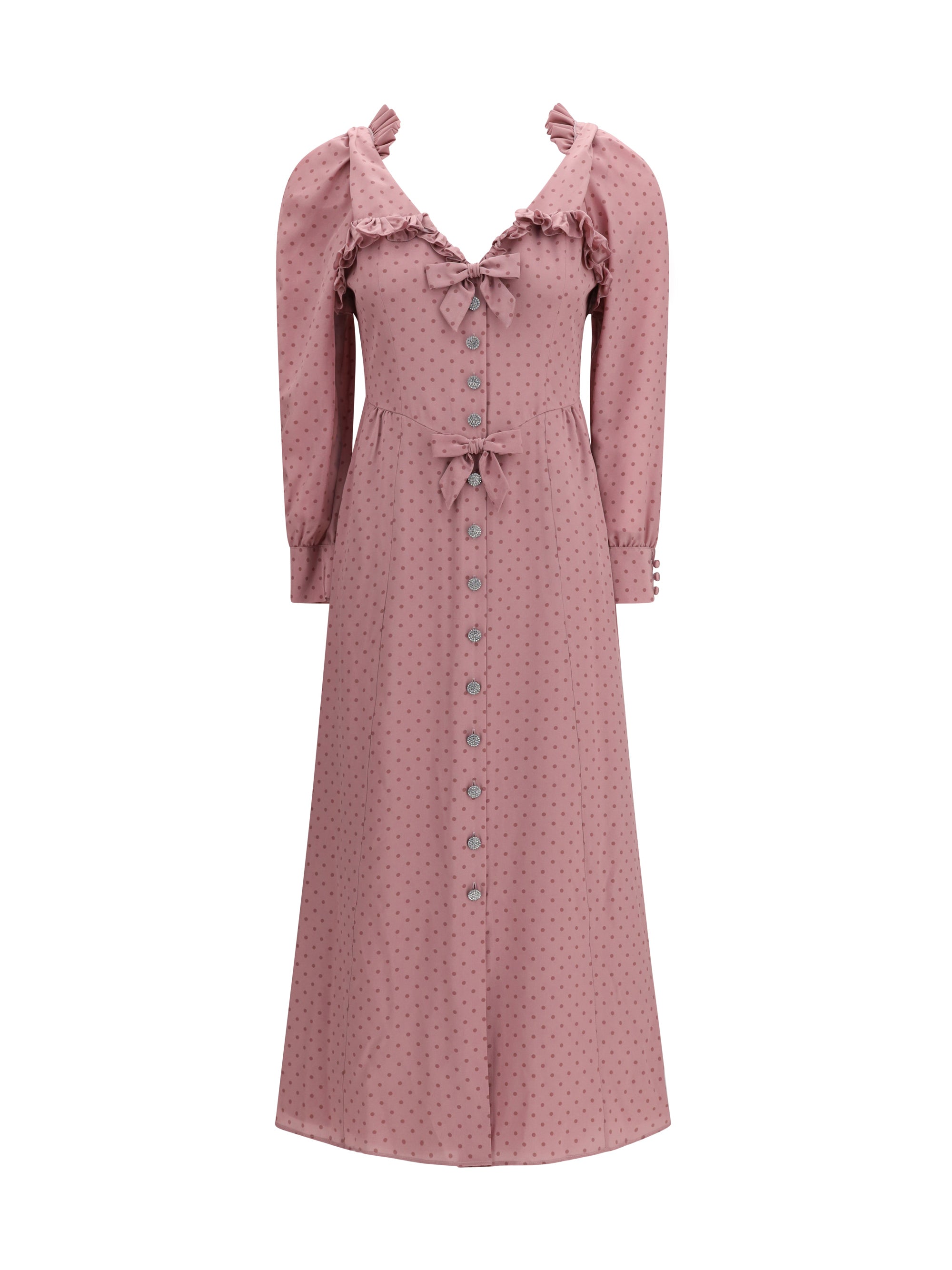 Polka Dot Silk Dress — Pink