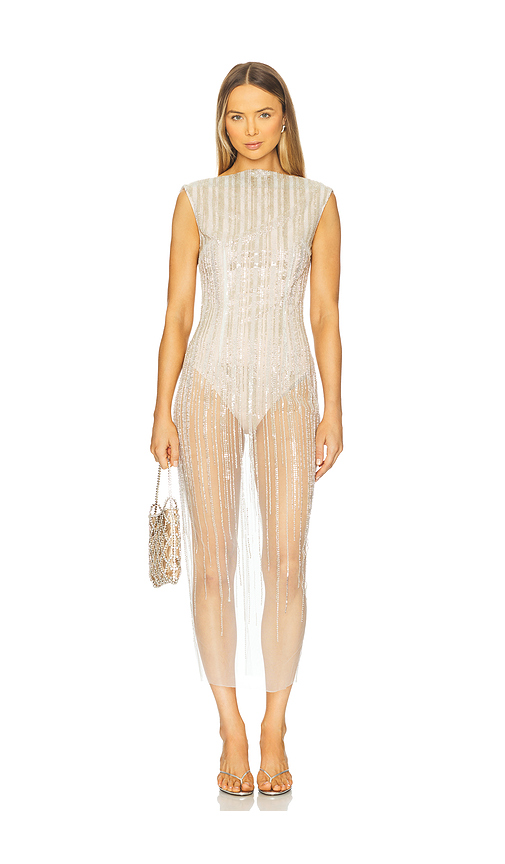 SAU LEE Marci Beaded Dress in White. - 0 also , 00, 6, 8