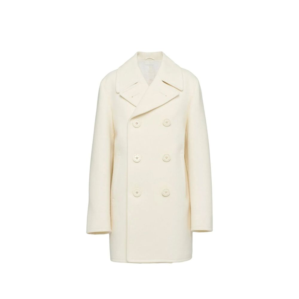 Double-Breasted Wool Coat — White
