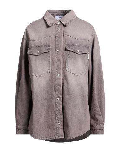 Woman Denim shirt Taupe Size 6 Cotton