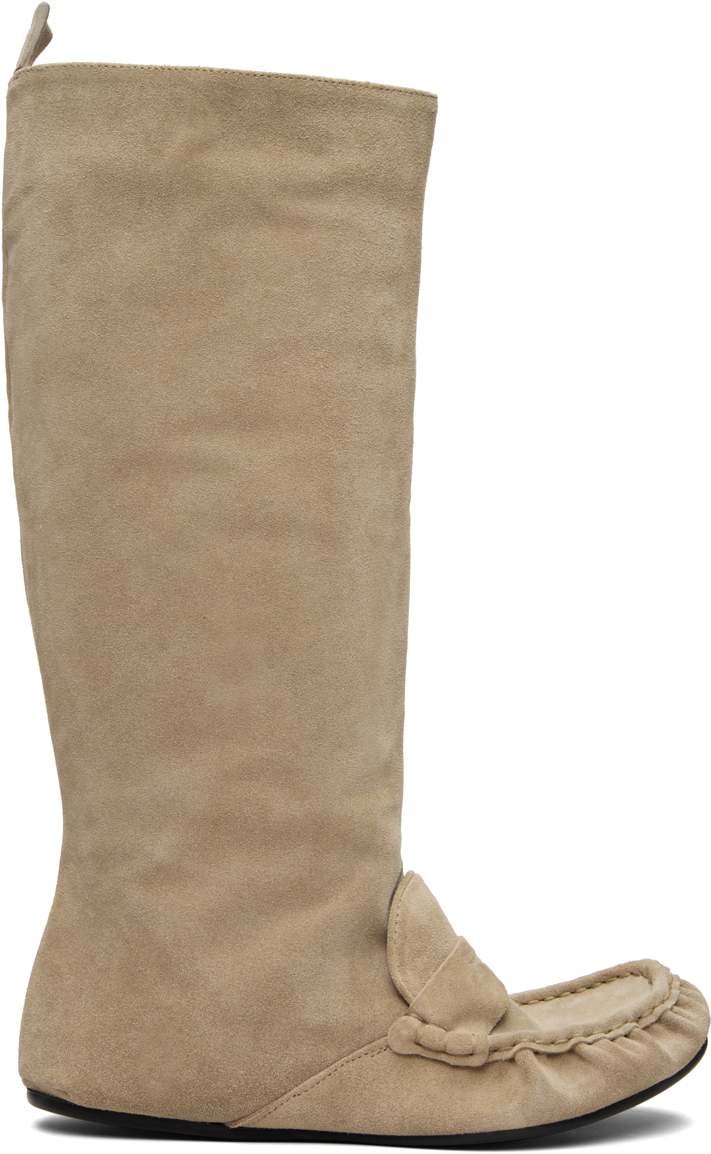 Beige Slouch Saddle Tall Boots