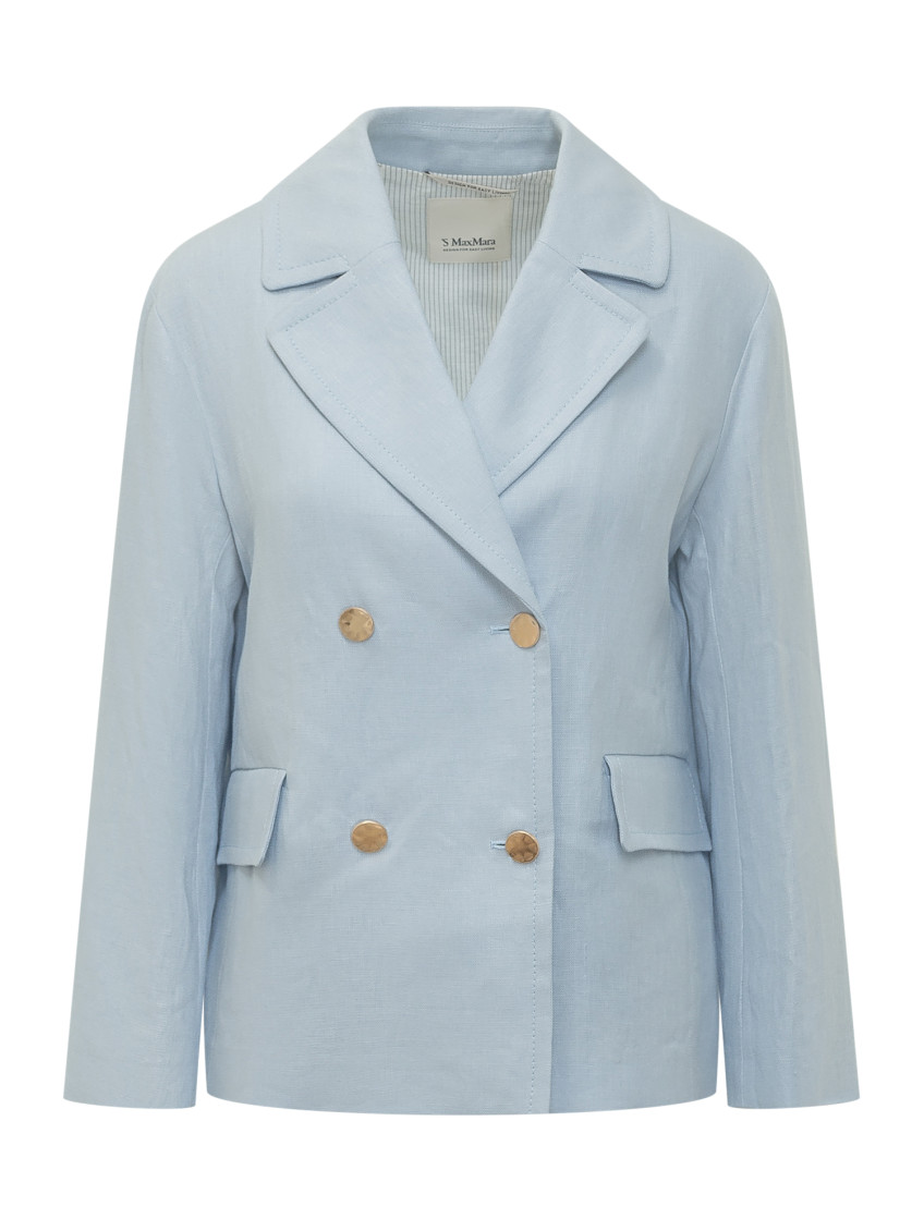 Blue Solid Notched Lapel Blazer