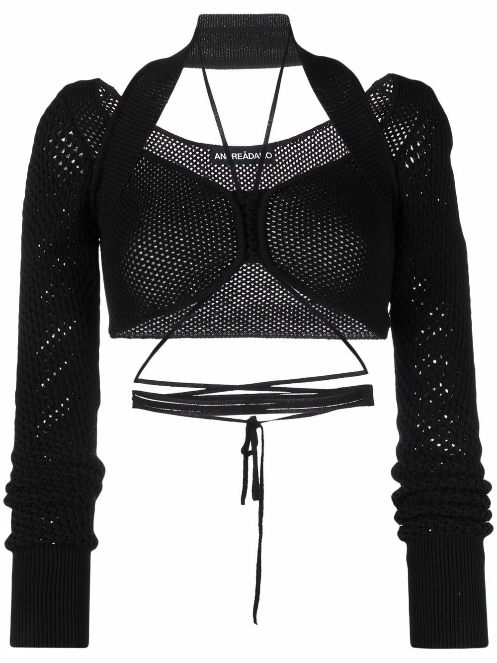 ANDREĀDAMO knitted cropped top - Black