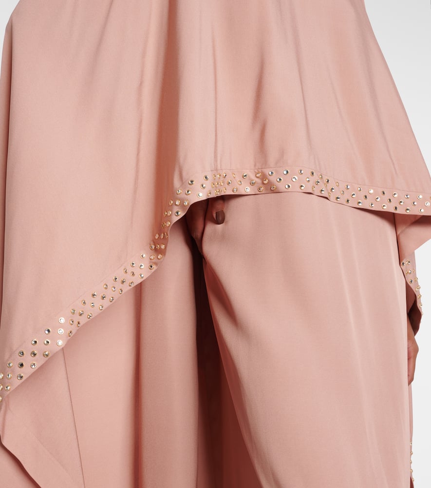 Embellished caped maxi dress