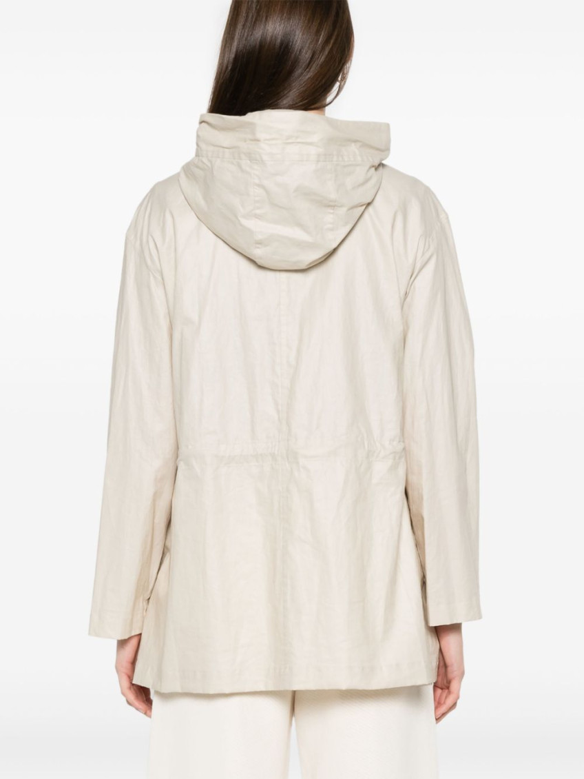 - Linen And Cotton Blend Parka Coat