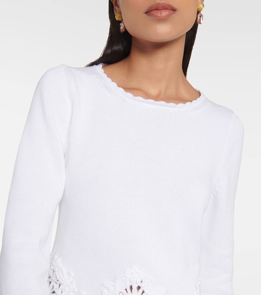Lace-trimmed cotton sweater