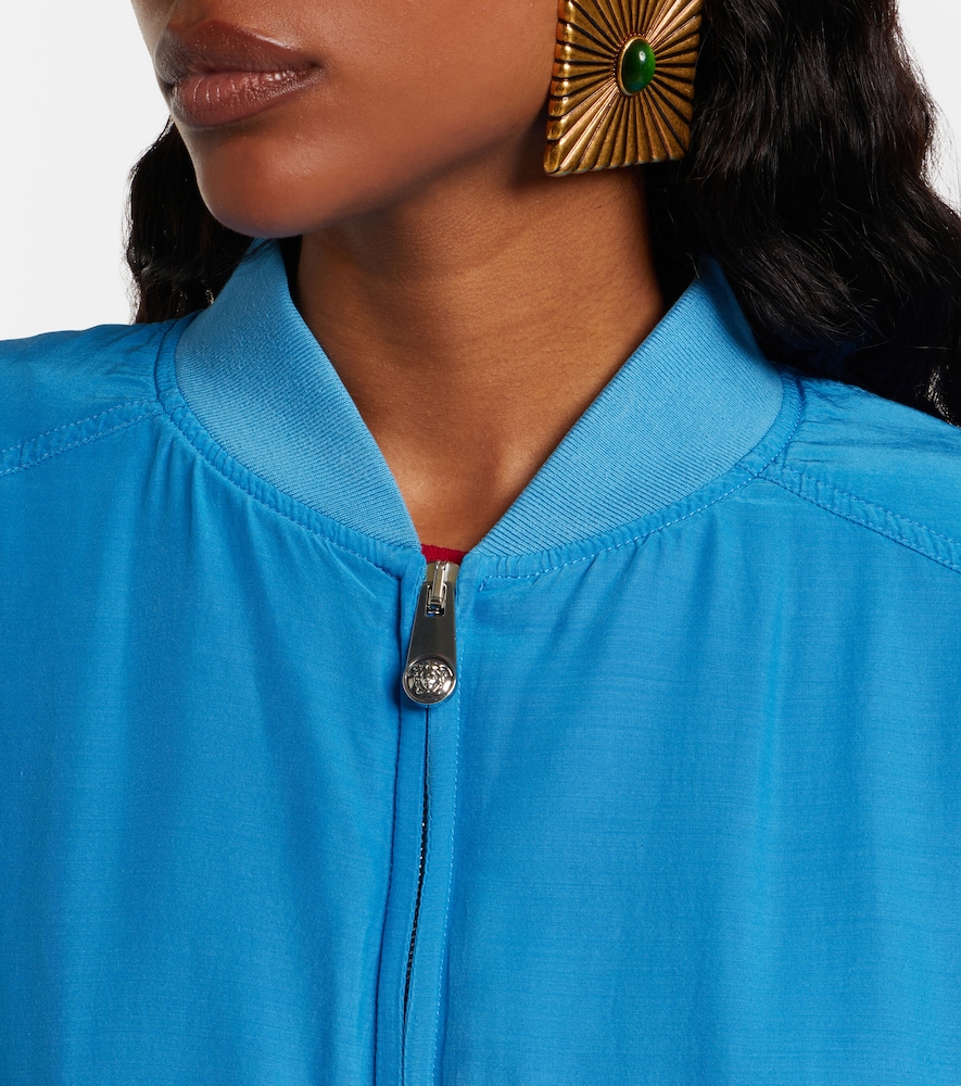 Oversized silk poplin blouson jacket