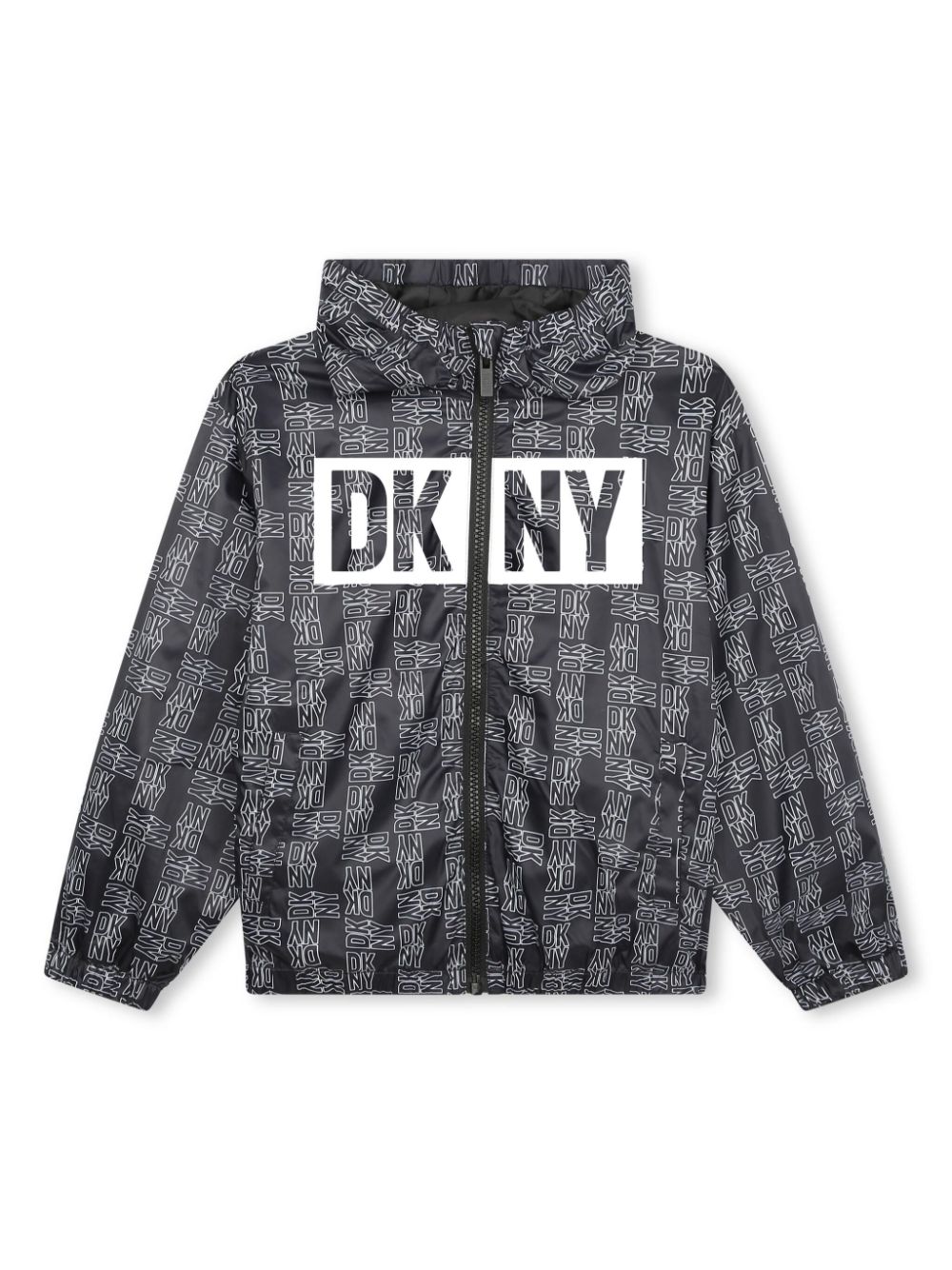 Logo-print hooded jacket - Black