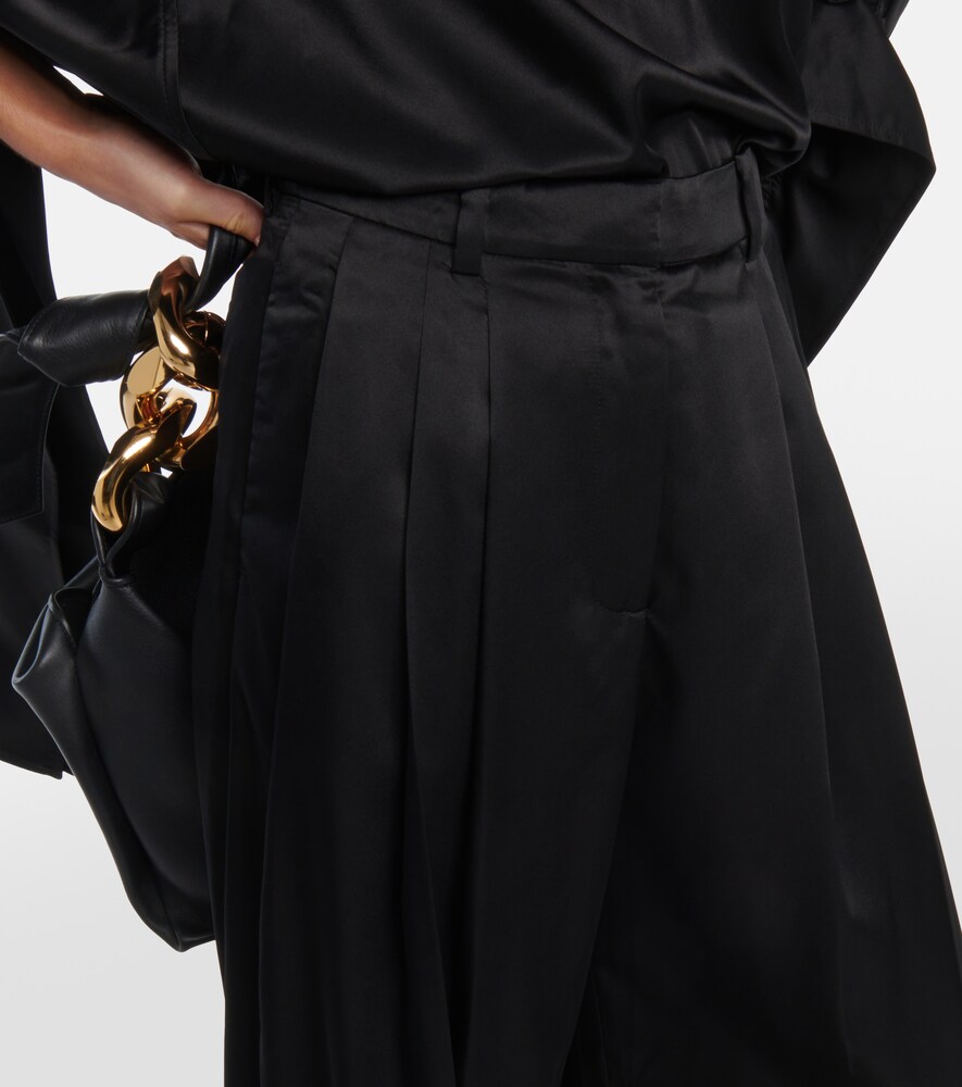 Twill wide-leg pants