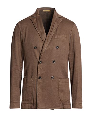 Man Blazer Brown Size 40 Linen, Cotton, Elastane