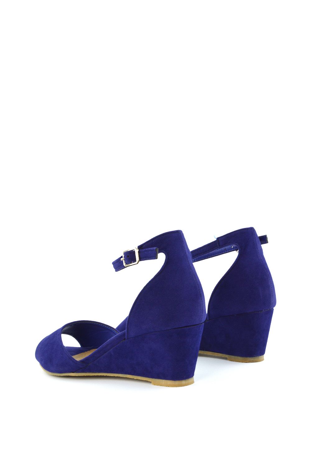 XY London Women's 'Lottie' Peeptoe Mid Wedge Heel Sandals in Navy