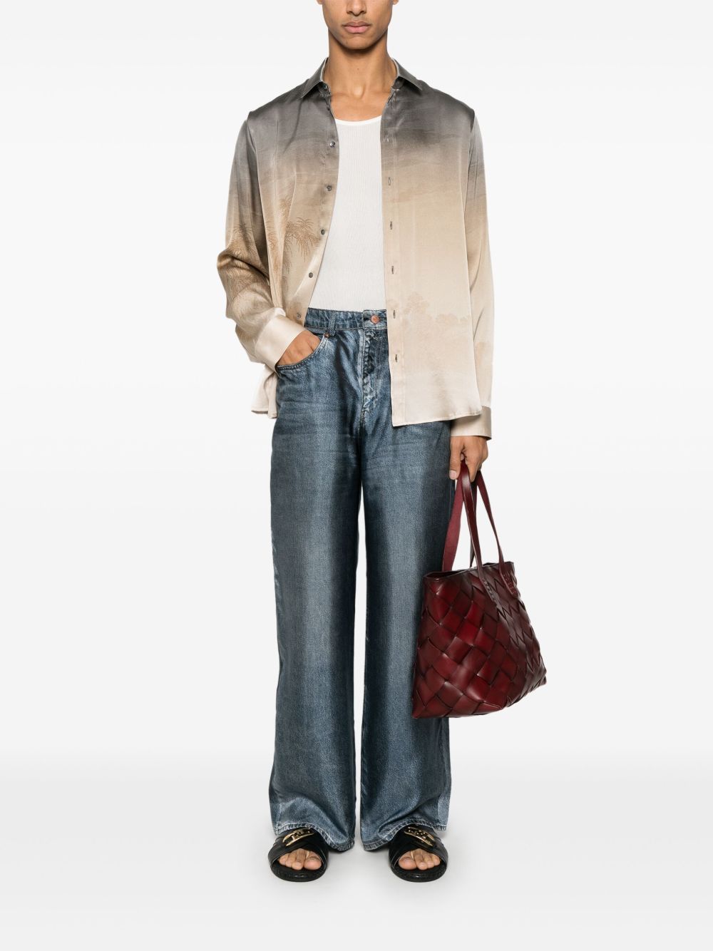 Pantalon en soie imprimé Pierre Louis Mascia