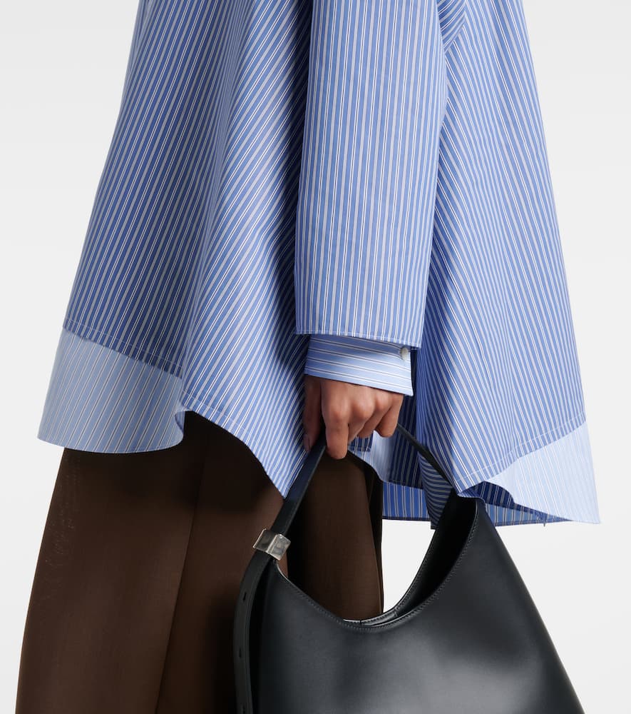 Striped oversized cotton-blend shirt