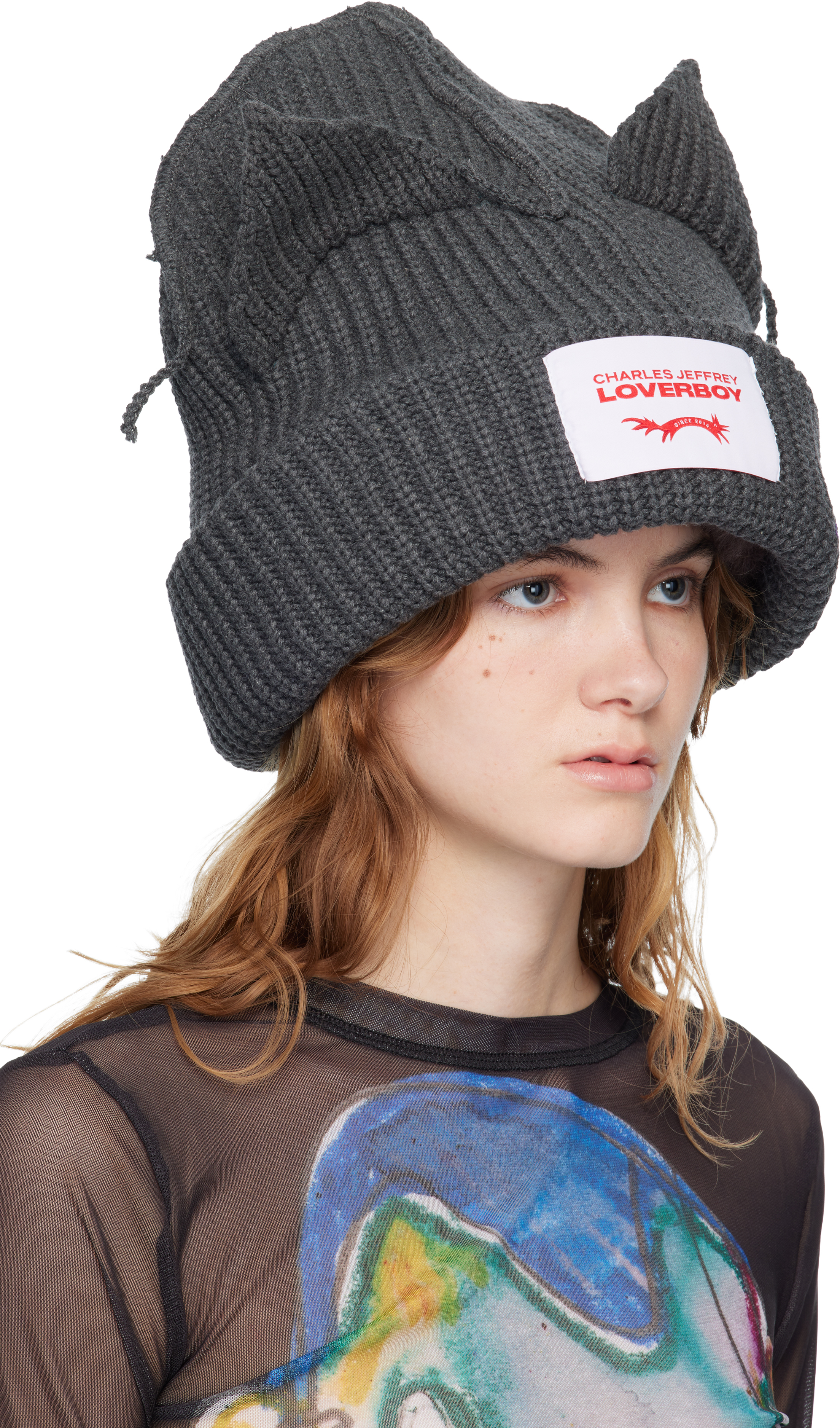 Gray Supersized Chunky Ears Beanie