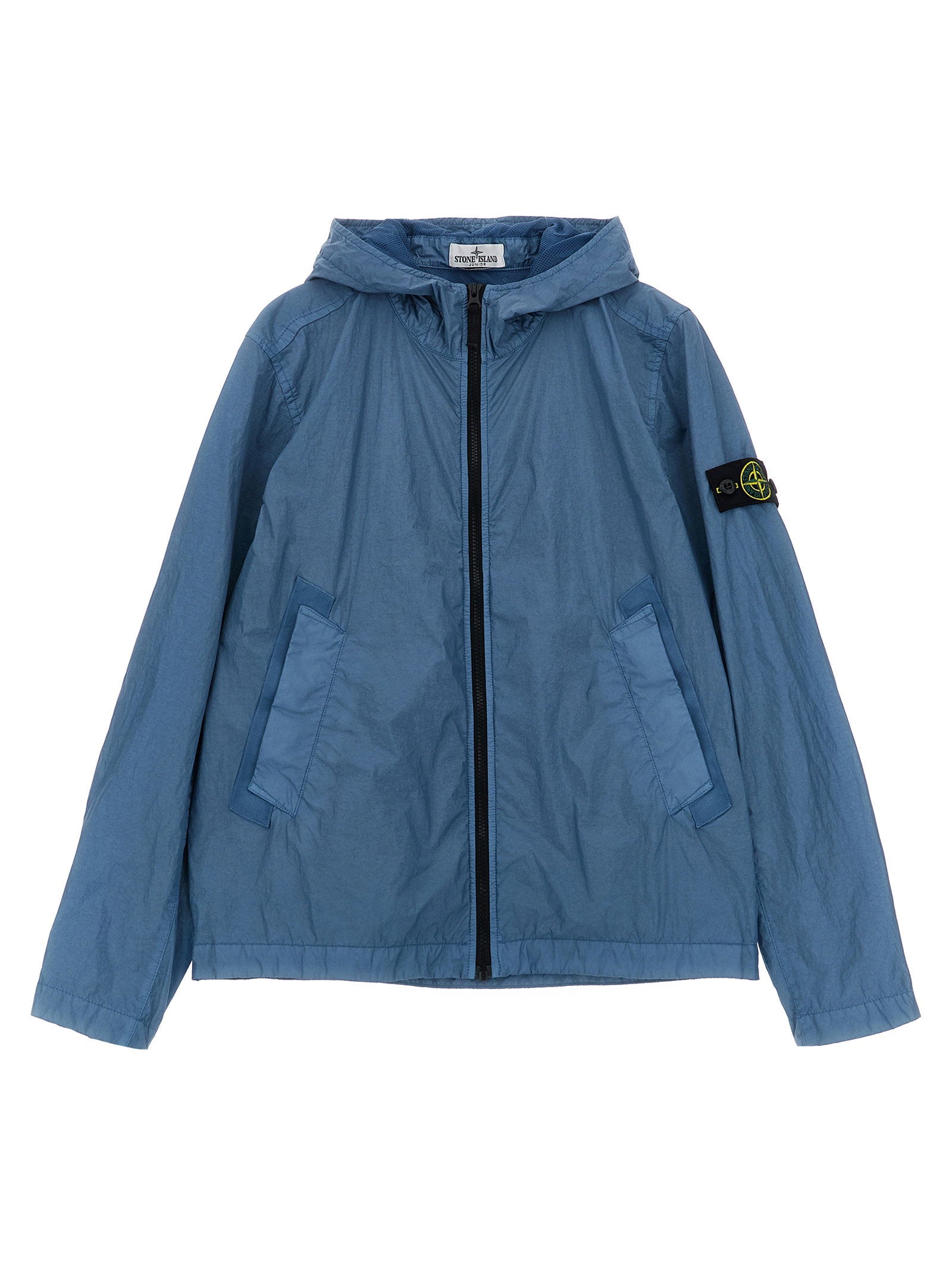 Crinkled Nylon Jacket — Blue
