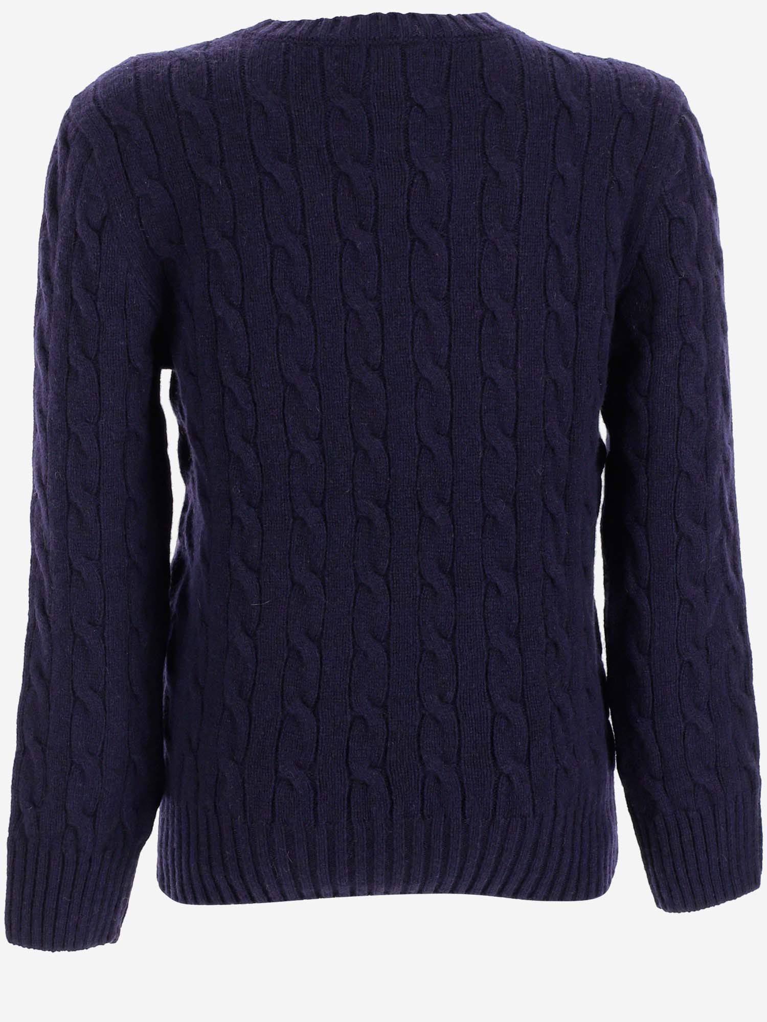 Cable-Knit Wool and Cashmere Sweater — Navy