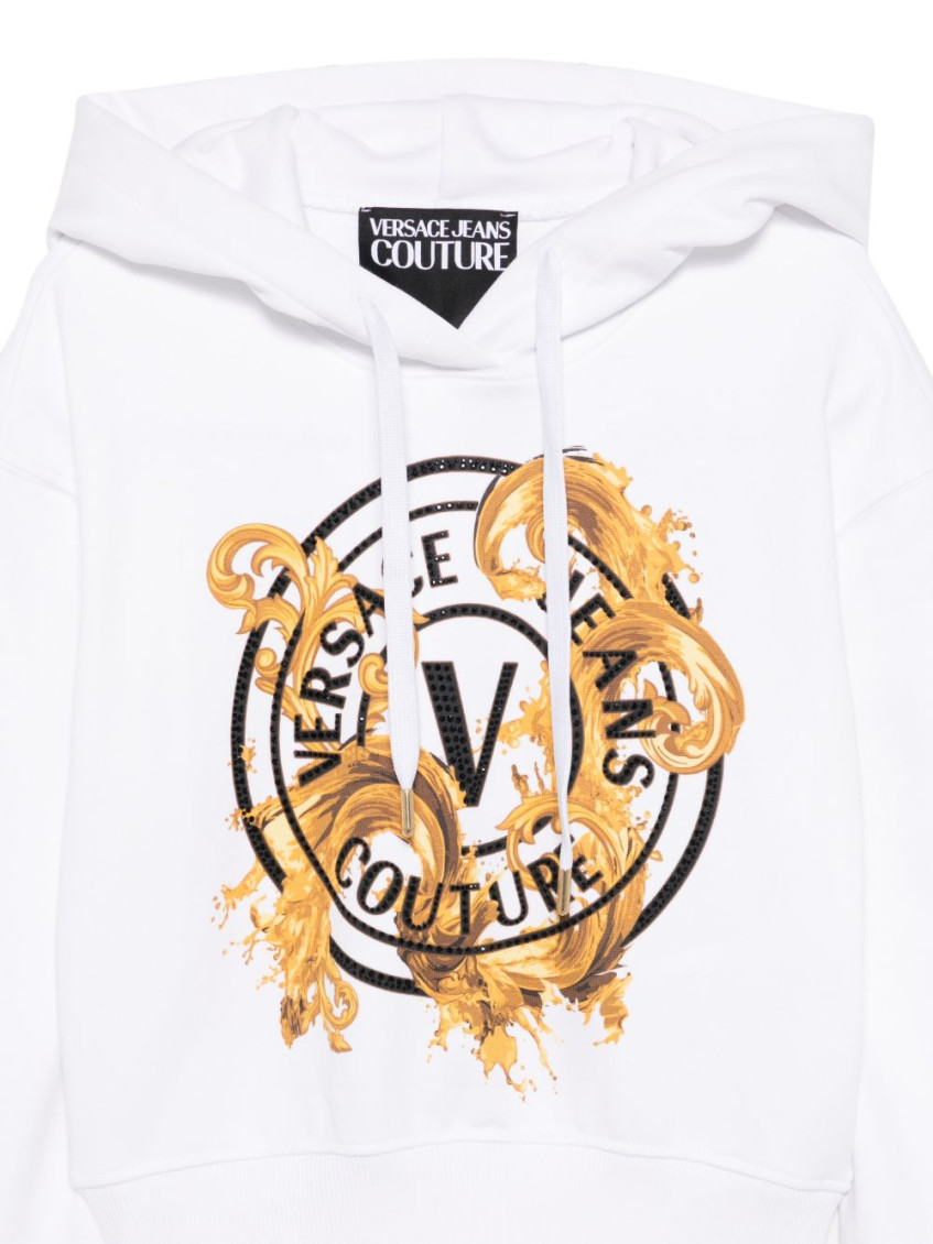 White Graphic Logo Detail Hoodie