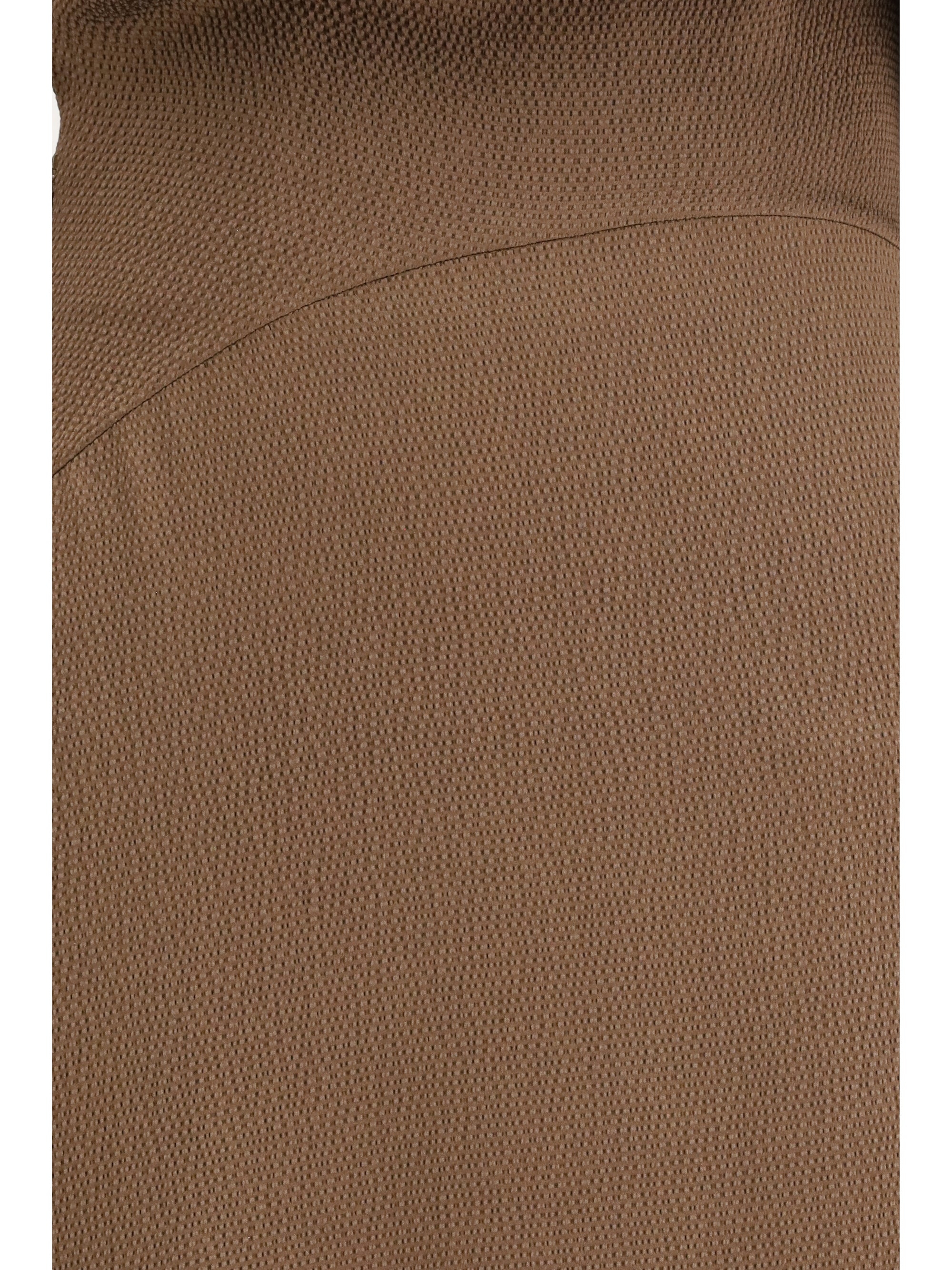 Asymmetric Textured Silk Dress — Brown