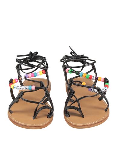 Ovyé Woman Thong sandal Black Size 6 Textile fibers