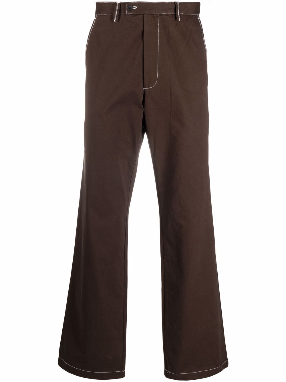Straight-leg organic cotton trousers - Brown